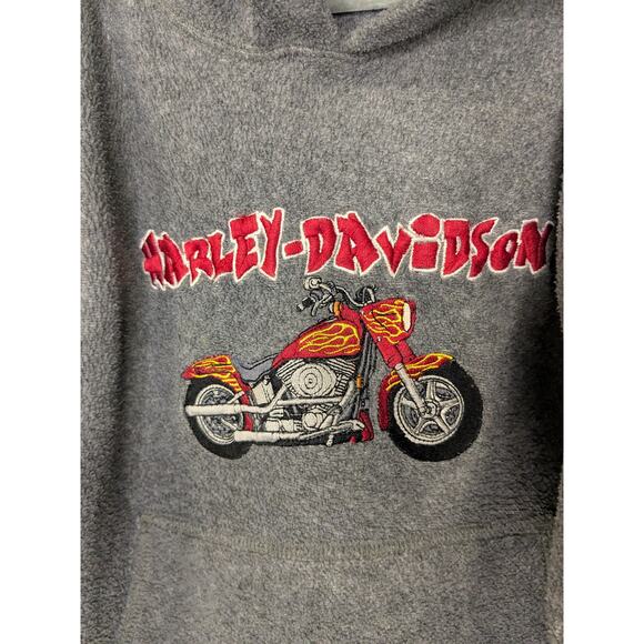 VTG HARLEY-DAVIDSON Unisex Size 4-5 Fleece Embroidered Hoodie Sweatshirt Gray - Picture 2 of 7